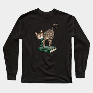 HP Green House Cat, Books and Quote Long Sleeve T-Shirt